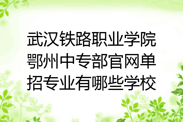 武汉铁路职业学院鄂州中专部官网单招专业有哪些学校