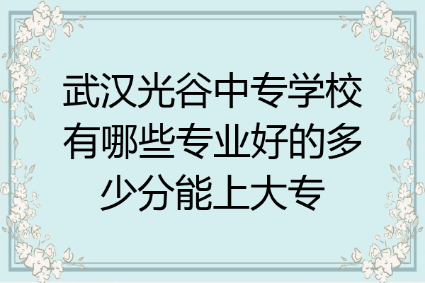 武汉光谷中专学校有哪些专业好的多少分能上大专