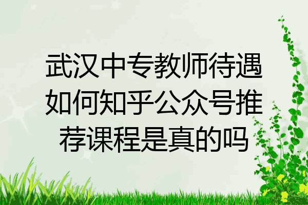 武汉中专教师待遇如何知乎公众号推荐课程是真的吗