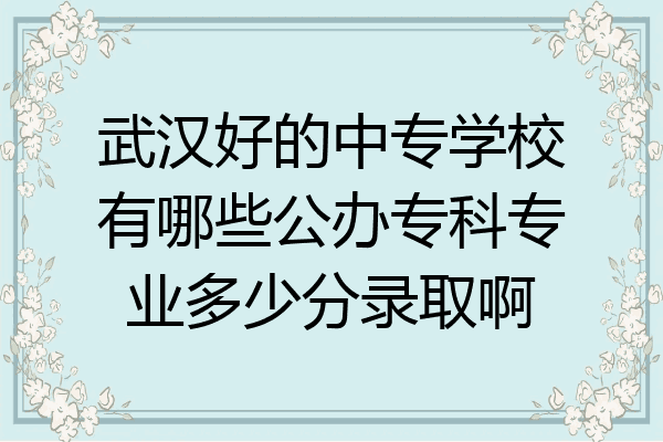 武汉好的中专学校有哪些公办专科专业多少分录取啊