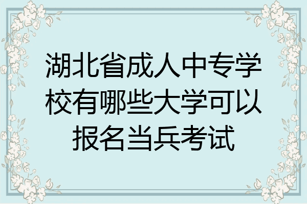 湖北省成人中专学校有哪些大学可以报名当兵考试