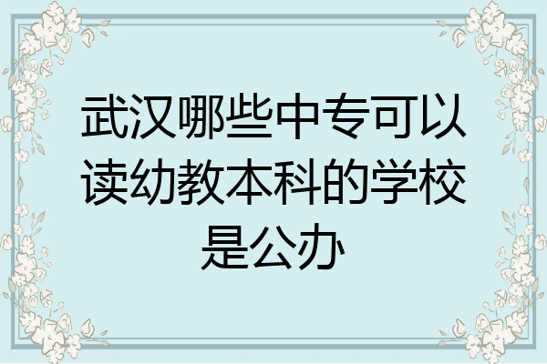 武汉哪些中专可以读幼教本科的学校是公办