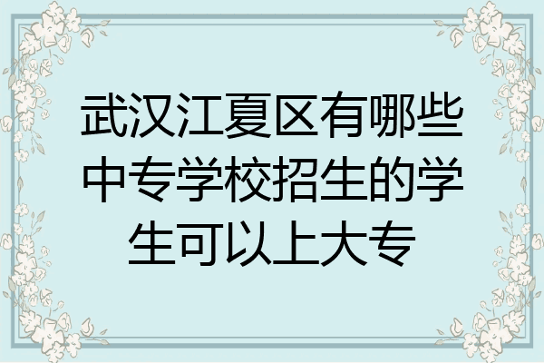 武汉江夏区有哪些中专学校招生的学生可以上大专