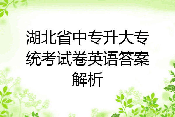 湖北省中专升大专统考试卷英语答案解析