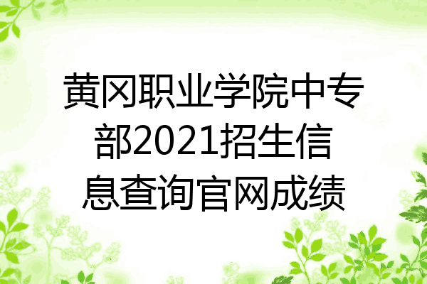 黄冈职业学院中专部2021招生信息查询官网成绩