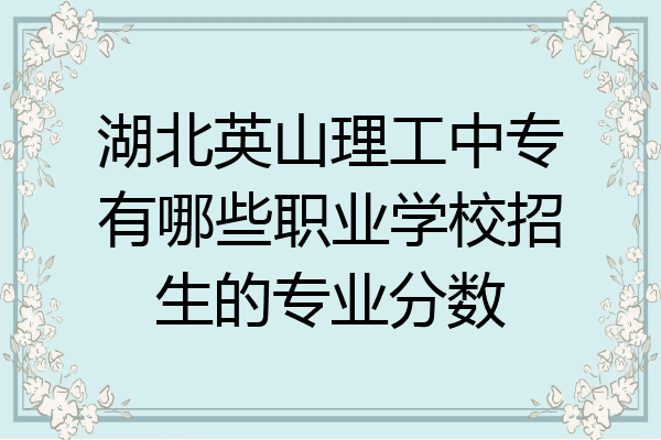湖北英山理工中专有哪些职业学校招生的专业分数