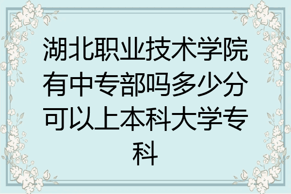 湖北职业技术学院有中专部吗多少分可以上本科大学专科
