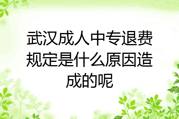 武汉成人中专退费规定是什么原因造成的呢