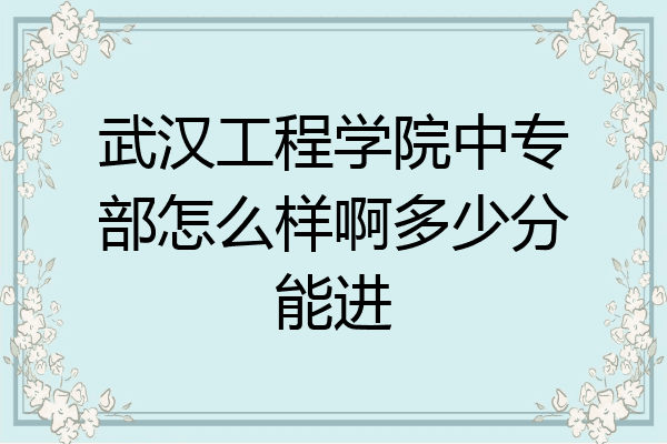 武汉工程学院中专部怎么样啊多少分能进
