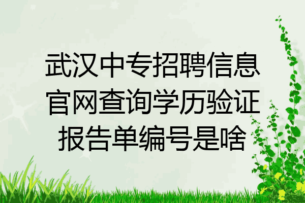 武汉中专招聘信息官网查询学历验证报告单编号是啥