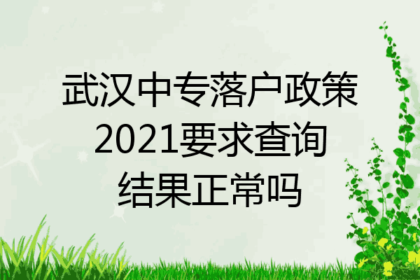 武汉中专落户政策2021要求查询结果正常吗