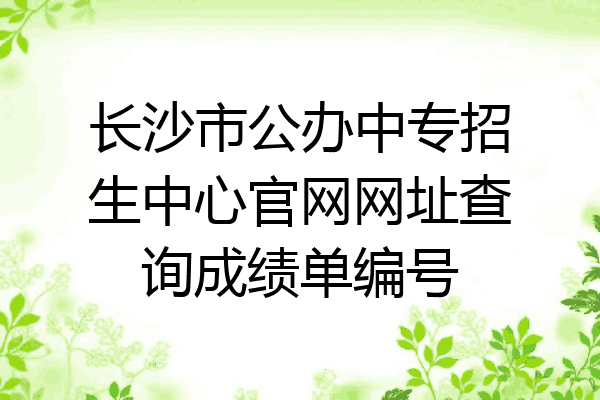 长沙市公办中专招生中心官网网址查询成绩单编号
