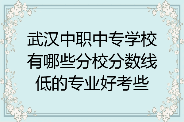 武汉中职中专学校有哪些分校分数线低的专业好考些