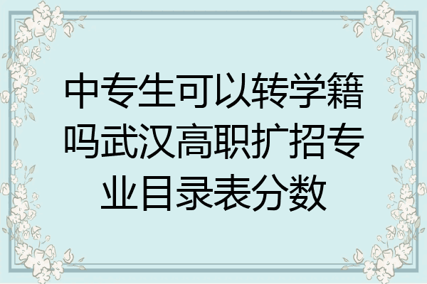 中专生可以转学籍吗武汉高职扩招专业目录表分数