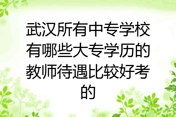 武汉所有中专学校有哪些大专学历的教师待遇比较好考的