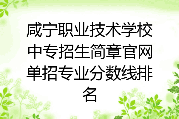 咸宁职业技术学校中专招生简章官网单招专业分数线排名