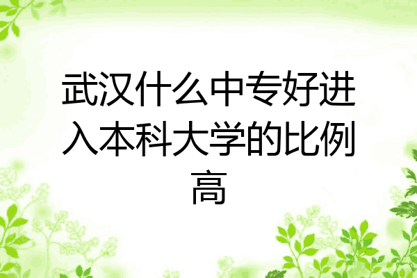 武汉什么中专好进入本科大学的比例高
