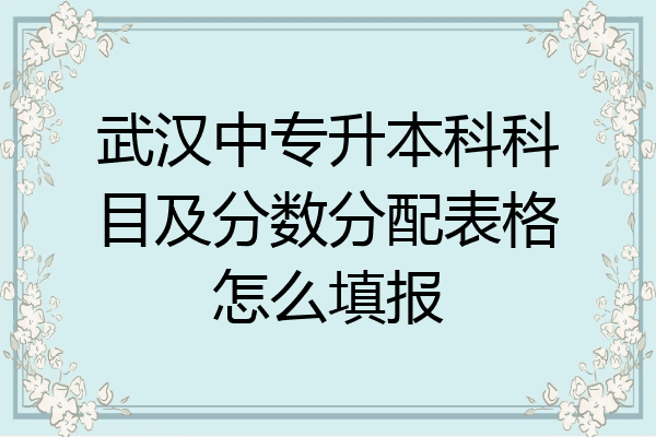 武汉中专升本科科目及分数分配表格怎么填报