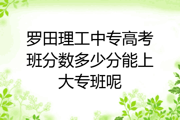 罗田理工中专高考班分数多少分能上大专班呢