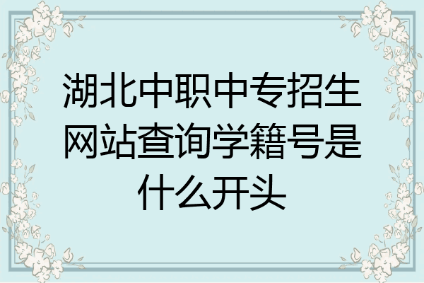 湖北中职中专招生网站查询学籍号是什么开头