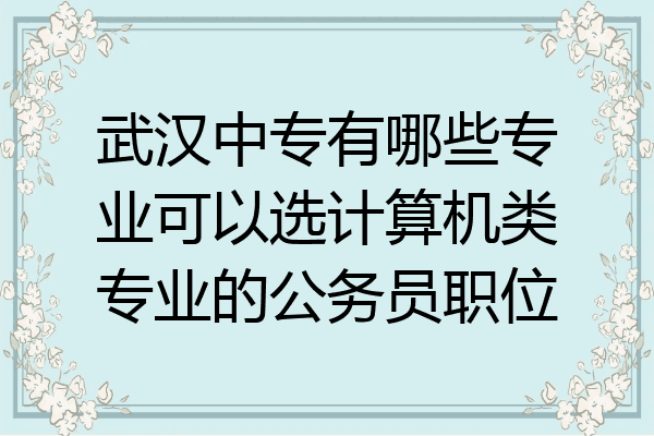 武汉中专有哪些专业可以选计算机类专业的公务员职位
