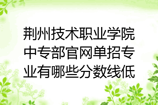 荆州技术职业学院中专部官网单招专业有哪些分数线低