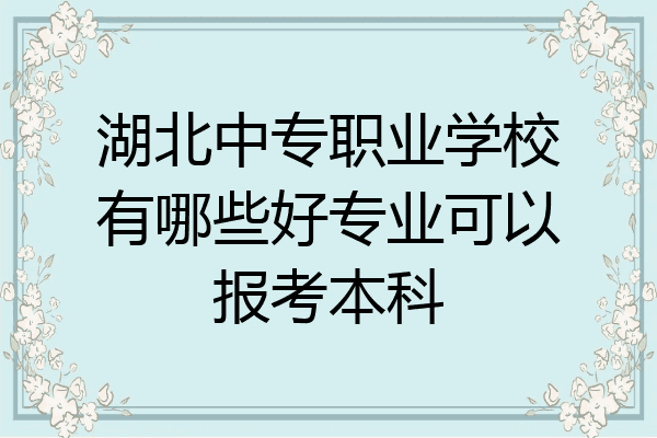 湖北中专职业学校有哪些好专业可以报考本科