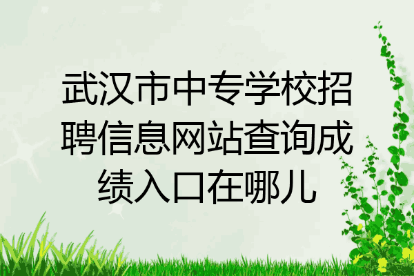 武汉市中专学校招聘信息网站查询成绩入口在哪儿
