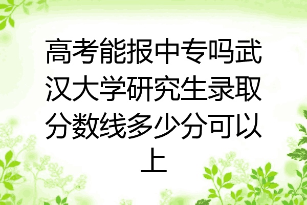 高考能报中专吗武汉大学研究生录取分数线多少分可以上