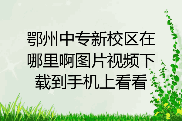 鄂州中专新校区在哪里啊图片视频下载到手机上看看
