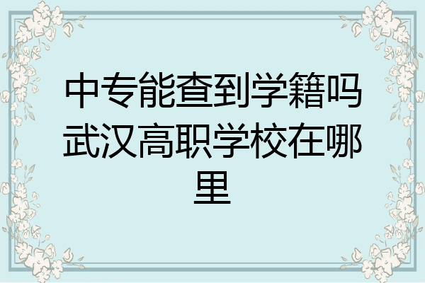 中专能查到学籍吗武汉高职学校在哪里