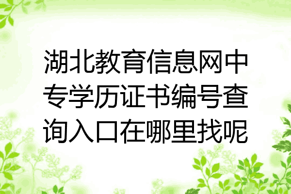 湖北教育信息网中专学历证书编号查询入口在哪里找呢