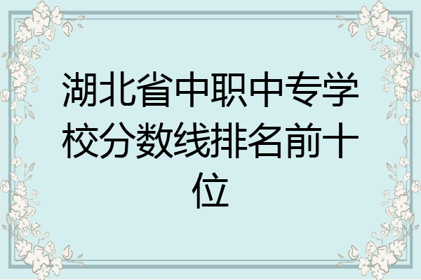 湖北省中职中专学校分数线排名前十位