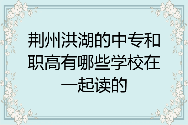 荆州洪湖的中专和职高有哪些学校在一起读的