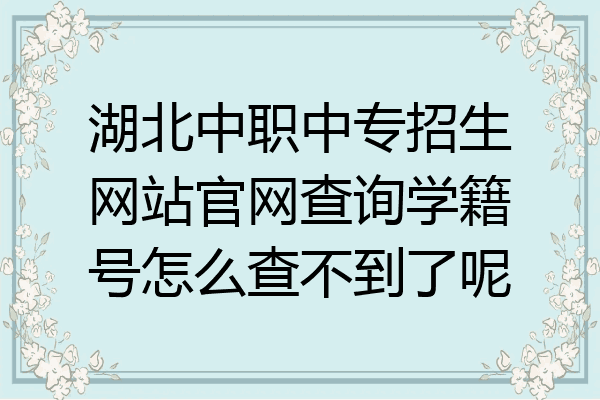 湖北中职中专招生网站官网查询学籍号怎么查不到了呢