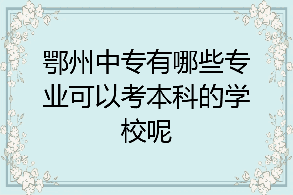 鄂州中专有哪些专业可以考本科的学校呢