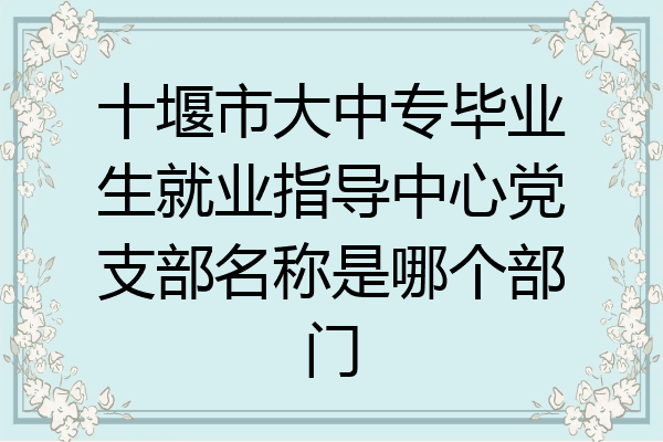 十堰市大中专毕业生就业指导中心党支部名称是哪个部门