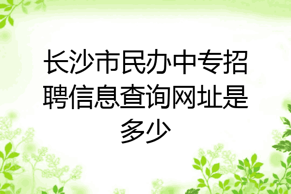 长沙市民办中专招聘信息查询网址是多少