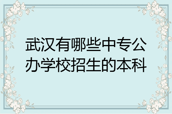 武汉有哪些中专公办学校招生的本科