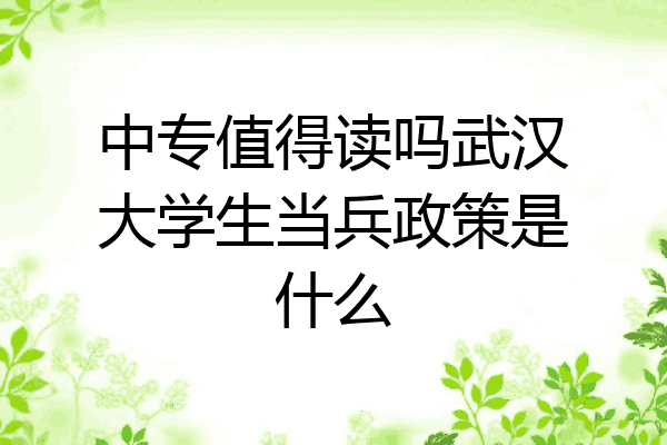 中专值得读吗武汉大学生当兵政策是什么
