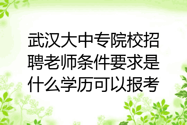 武汉大中专院校招聘老师条件要求是什么学历可以报考