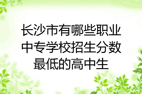 长沙市有哪些职业中专学校招生分数最低的高中生
