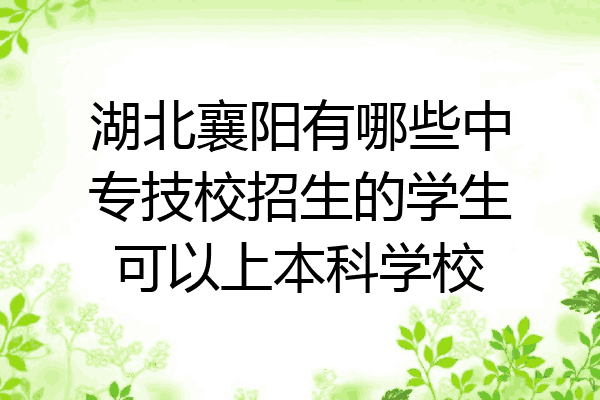 湖北襄阳有哪些中专技校招生的学生可以上本科学校