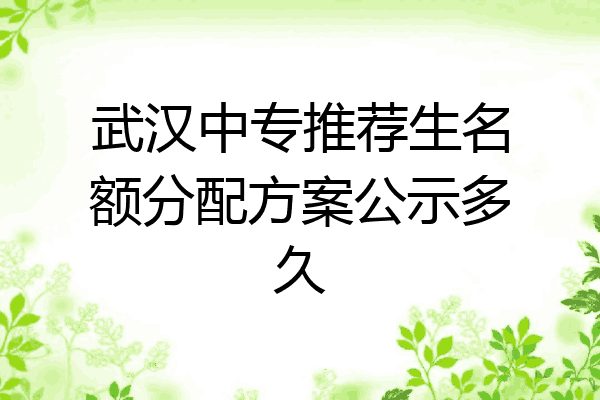 武汉中专推荐生名额分配方案公示多久