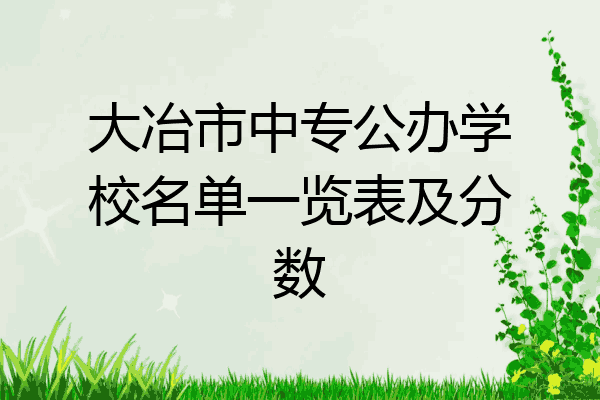 大冶市中专公办学校名单一览表及分数
