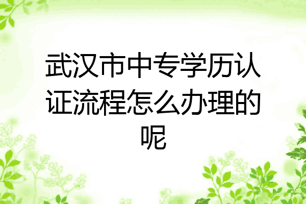 武汉市中专学历认证流程怎么办理的呢