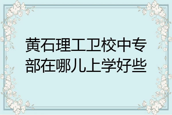 黄石理工卫校中专部在哪儿上学好些