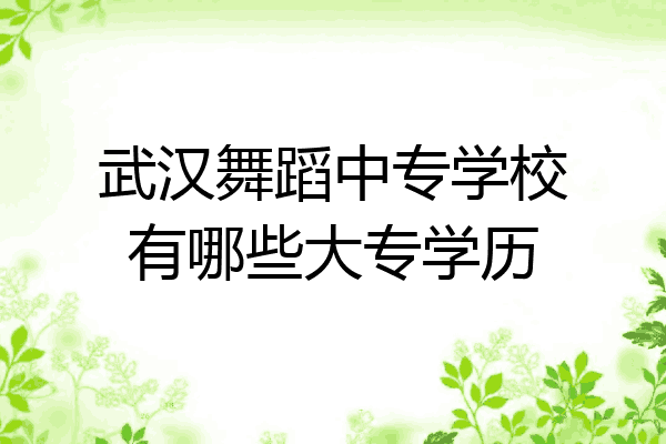 武汉舞蹈中专学校有哪些大专学历