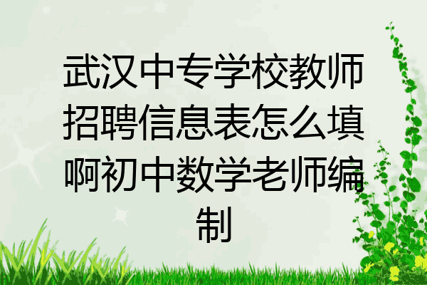 武汉中专学校教师招聘信息表怎么填啊初中数学老师编制