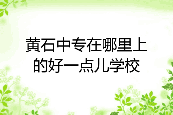 黄石中专在哪里上的好一点儿学校